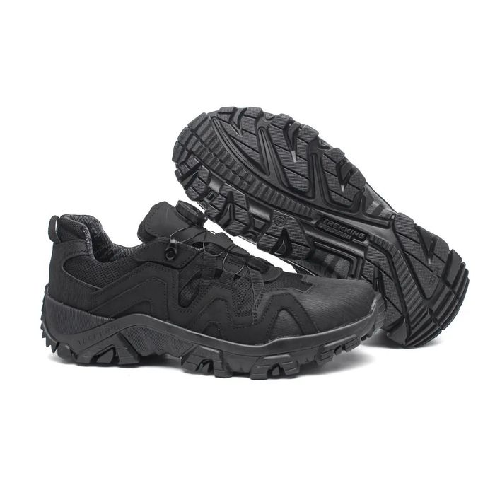 Чоловічі кросівки з автошнуровкою чорні тактичні водонепроникні