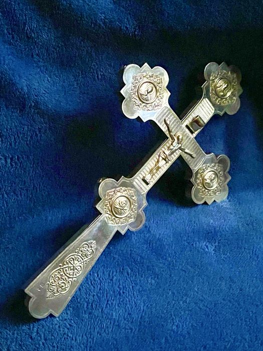 Крест церковный старинный 84 пробы серебра