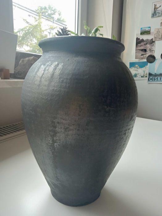 Duży wazon waza ceramika zdobiony rękodzieło ozdobny czarny