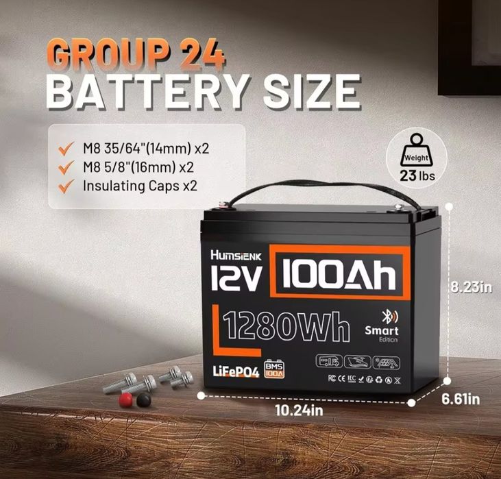 Акумулятор BT LiFePO4 12V 100Ah 1.28kWh HumSienk Grade A+ I BMS