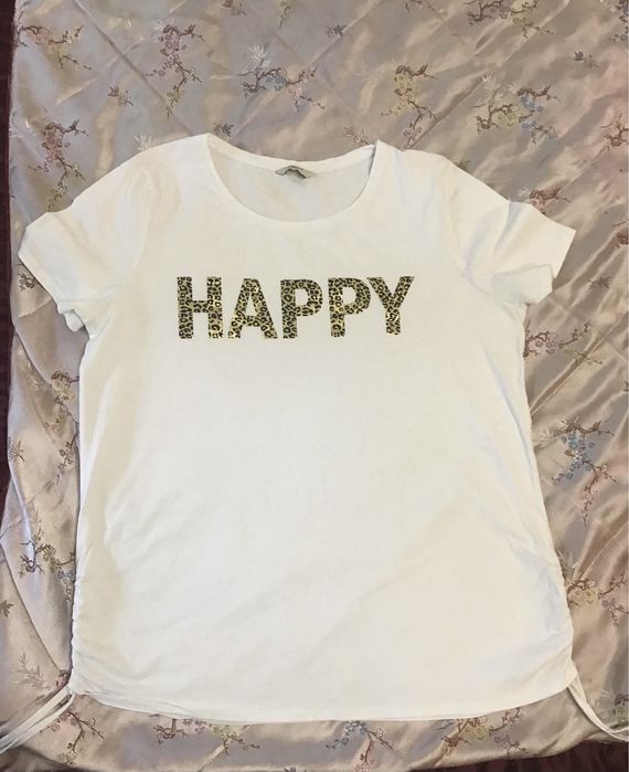 Футболка біла хеппі happy нарядна жіноча леопард papaya