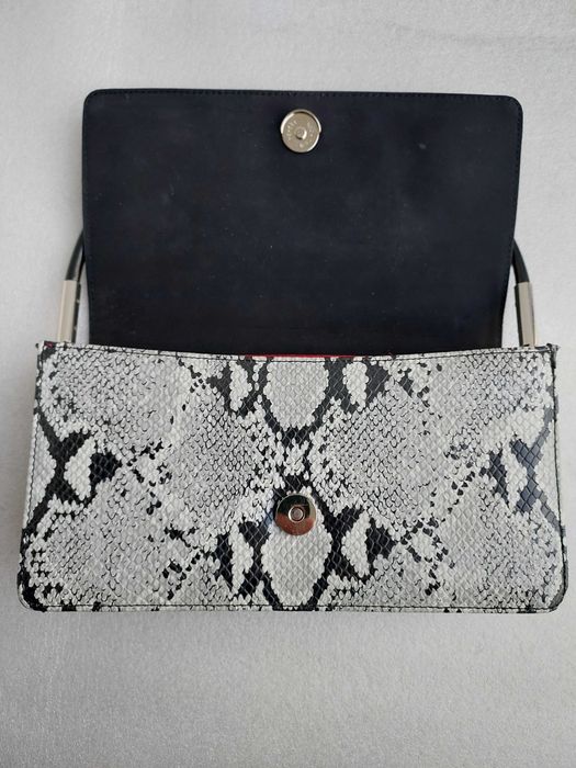 Torebka NINE WEST-wężowa skórka-szaroczarna  jak nowa InPost