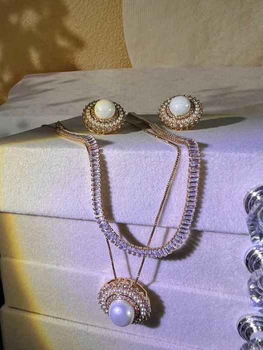 Conjunto 3 Peças: Brinco + Colar + Riviera | Banhado Ouro 18K