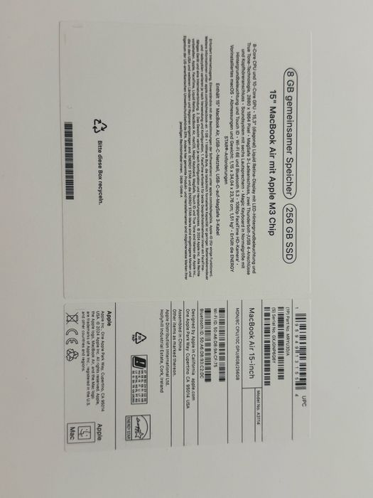 MacBook Air 15 M3 8/256