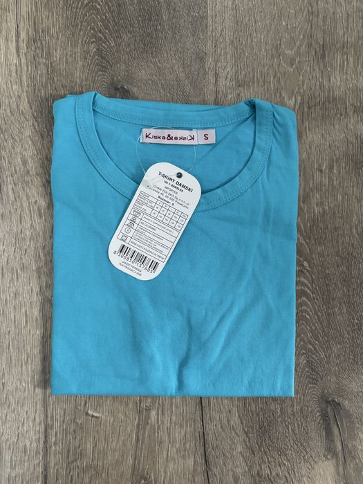 Tshirt S bluzka nowa niebieska basic bawełna 100%