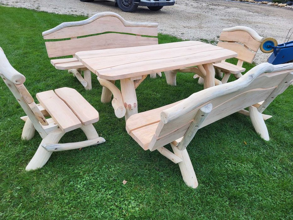 Meble Ogrodowe stół ławki z bali biesiadne góralskie barowe SOLIDNE