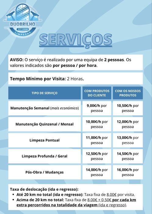 Limpeza profissional ao domicílio DuoBrilho (2 empregadas)