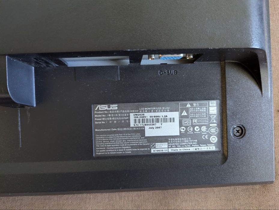 Монітор Asus vw 202s 19" 60гц