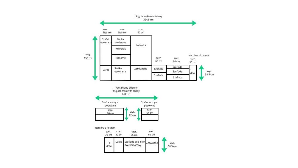 Kuchnia używana w zabudowie, biały połysk z wyspą kuchenną