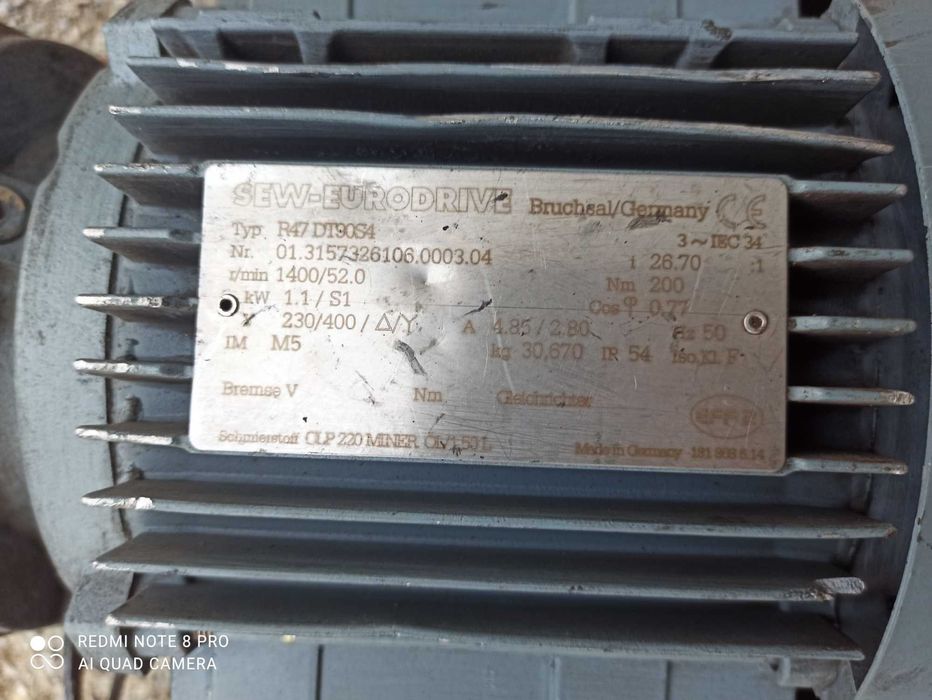 Motoreduktor 1.1kw. 52obr.