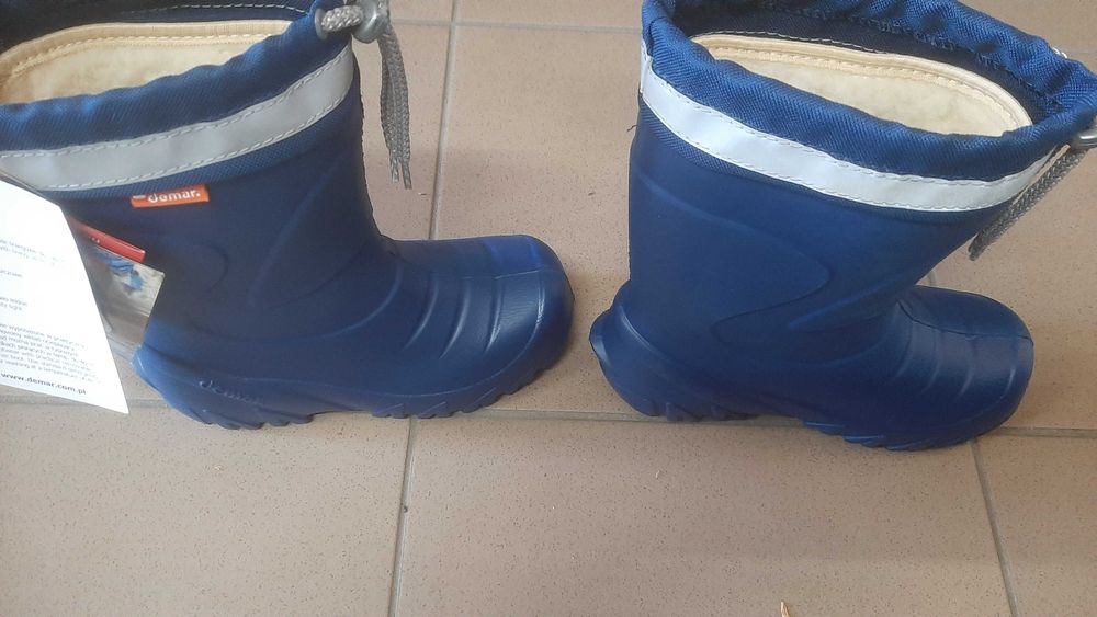 Nowe 28/29 Kalosze gumiaki piankowe ocie granatowe ściągacz granatowe