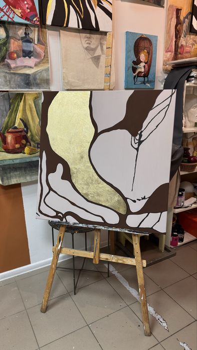 Картина в інтер‘єр “BREWED SERENITY” акриловий абстрактний живопис