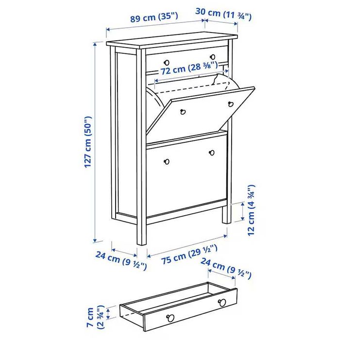 HEMNES Szafka na buty czarnobrąz 89x30x127 nowa w kartonach ike