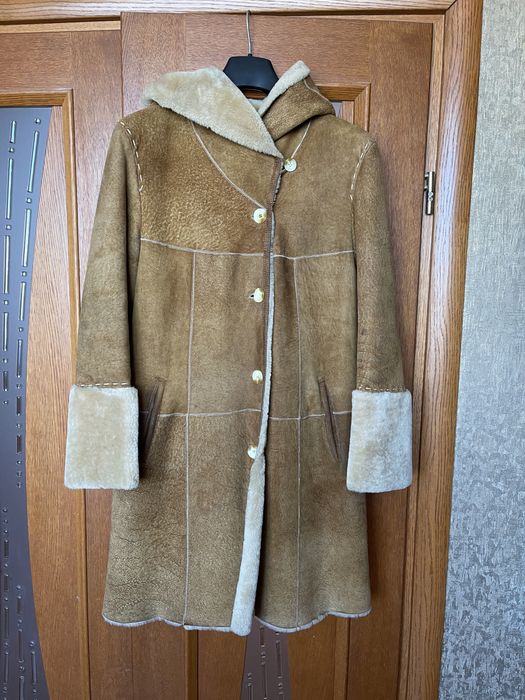 Дублянка, дубленка з капішоном, натуральна