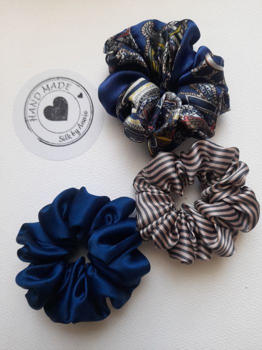 3 MINI jedwabne gumeczki do włosów scrunchies