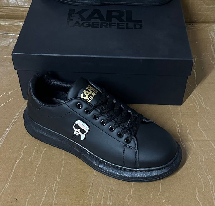Buty Karl Lagerfeld czarne skorzane sneakers 40  | PROMOCJA 50%