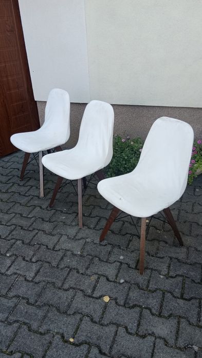 Krzesło 3 sztuki drewniane białe