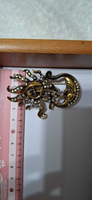 Broszka słońce i księżyc – styl vintage