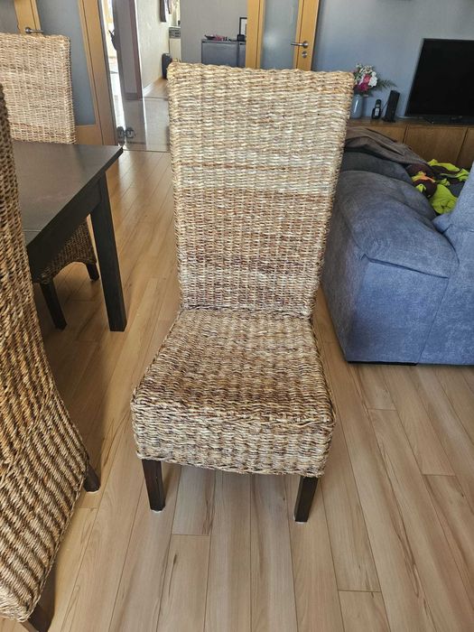 Conjunto de 6 Cadeiras de Sala de Jantar em Fibra Natural – Usadas
