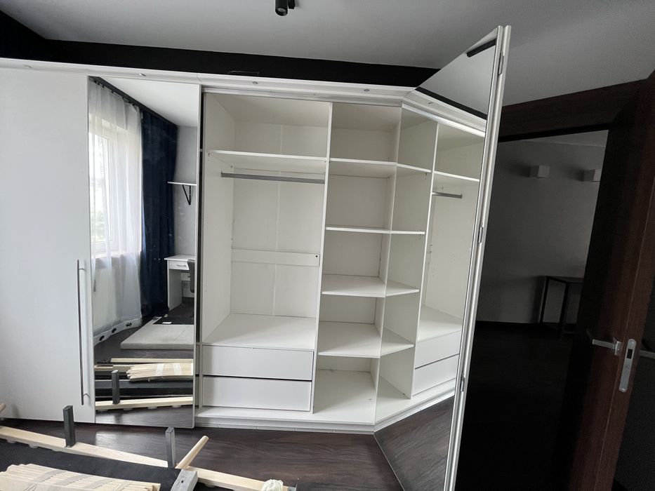 Szafa czterodrzwiowa led z lustrem Brema 255 cm - biała
