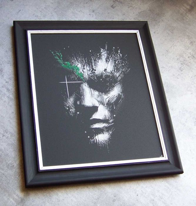 Obraz ręcznie rzeźbiony w blasze oprawiony w ramie... Staloryt