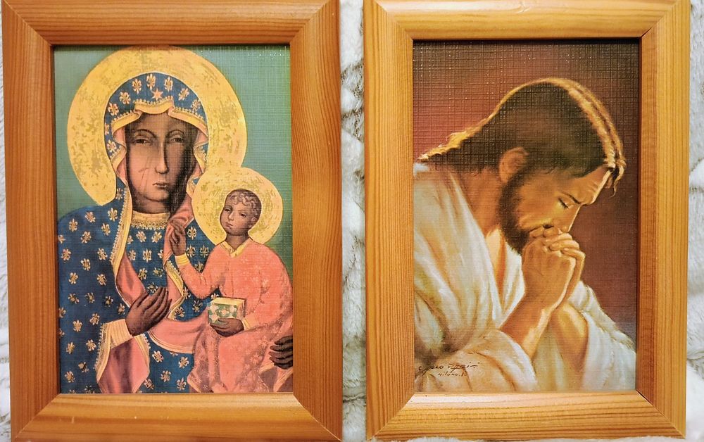 Dwa obrazki, Pan Jezus oraz Matka Boża Częstochowska, 13,5cm x 18 cm