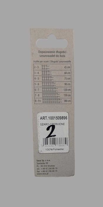 Sznurowadła trekkingowe 150 cm – Szaro-Czerwone, poliester