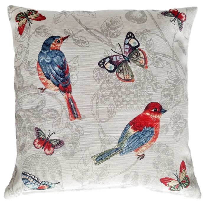 Poszewka ozdobna beżowa w ptaki 45x45 cm 173 Birds