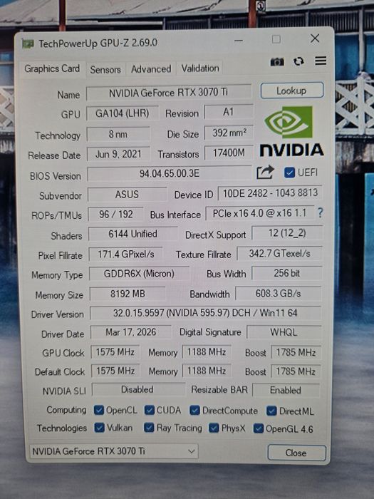 Asus TUF RTX 3070TI