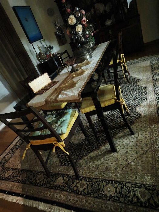 Mesa sala vidro e preta moderna