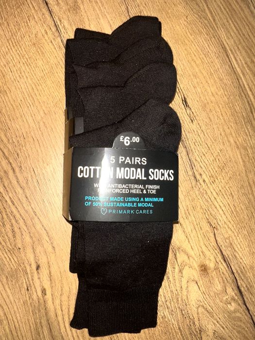 Primark 5 x skarpety czarne gładkie nowe 41-43