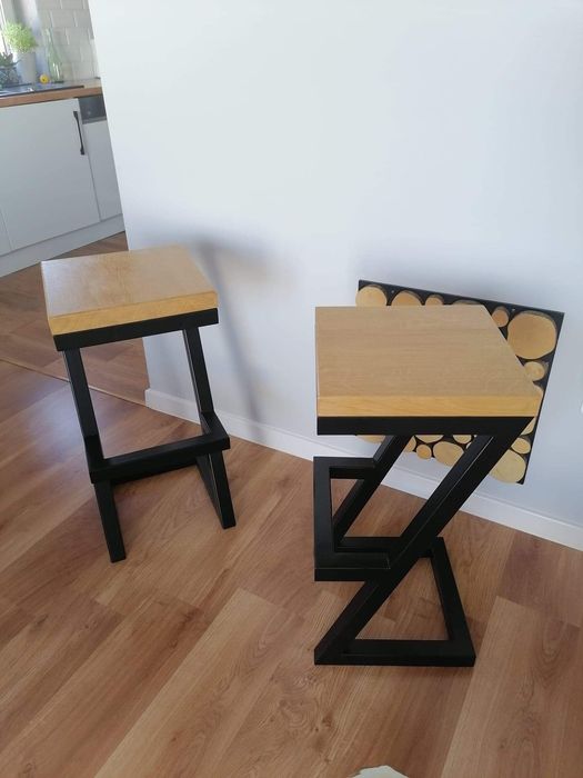 Hokery loftowe Nowe dębowe solidne wykonanie Polecam