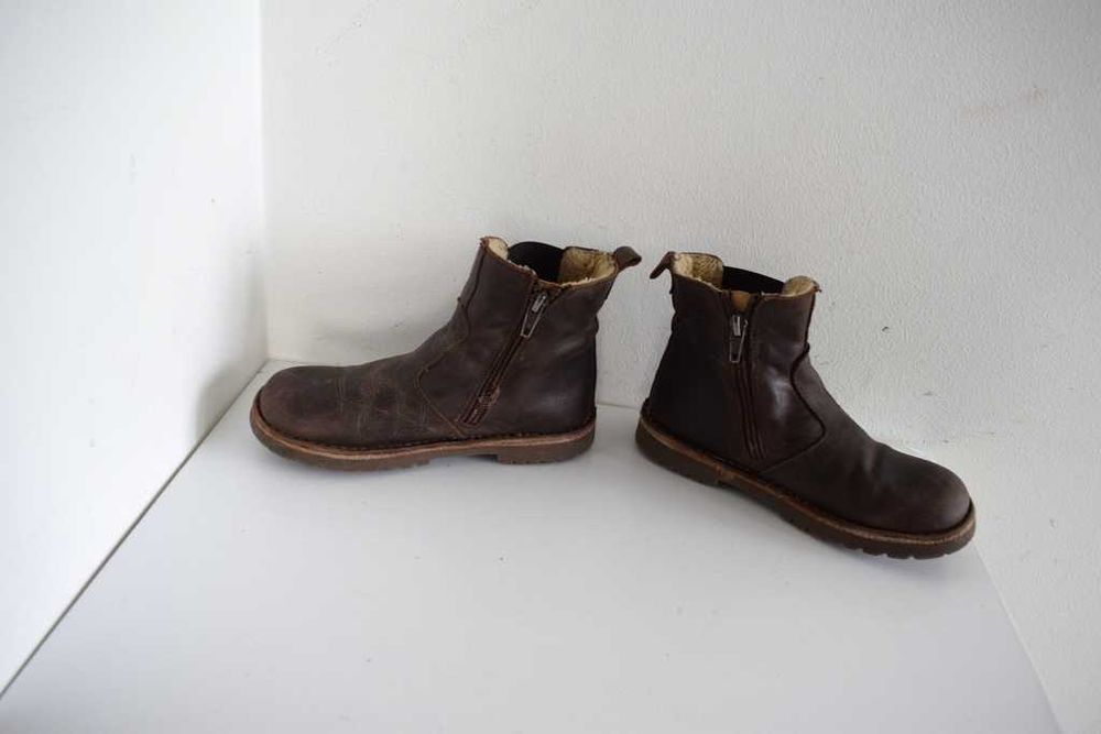 Kmins Mastin buty skórzane botki brązowe ocieplane  32