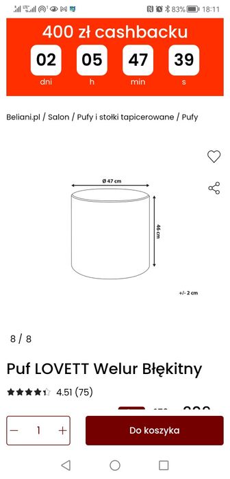 Pufa Beliani błekitna nowa