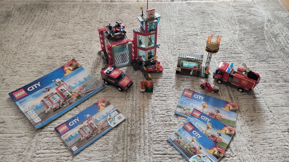 Dwa zestawy LEGO City straż pożarna 60215 i 60214