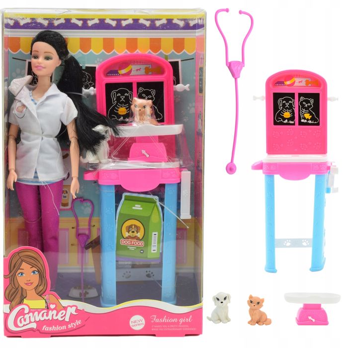 Lalka Weterynarz Ze Zwierzętami Zginająca Ręce I Nogi, Zestaw Komplet