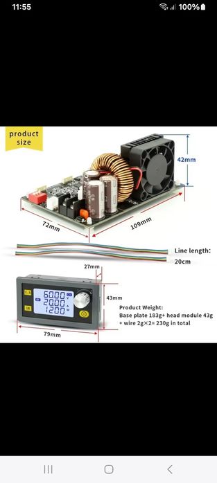 XY6020L понижающий конвертер 1200w/60v/20A.