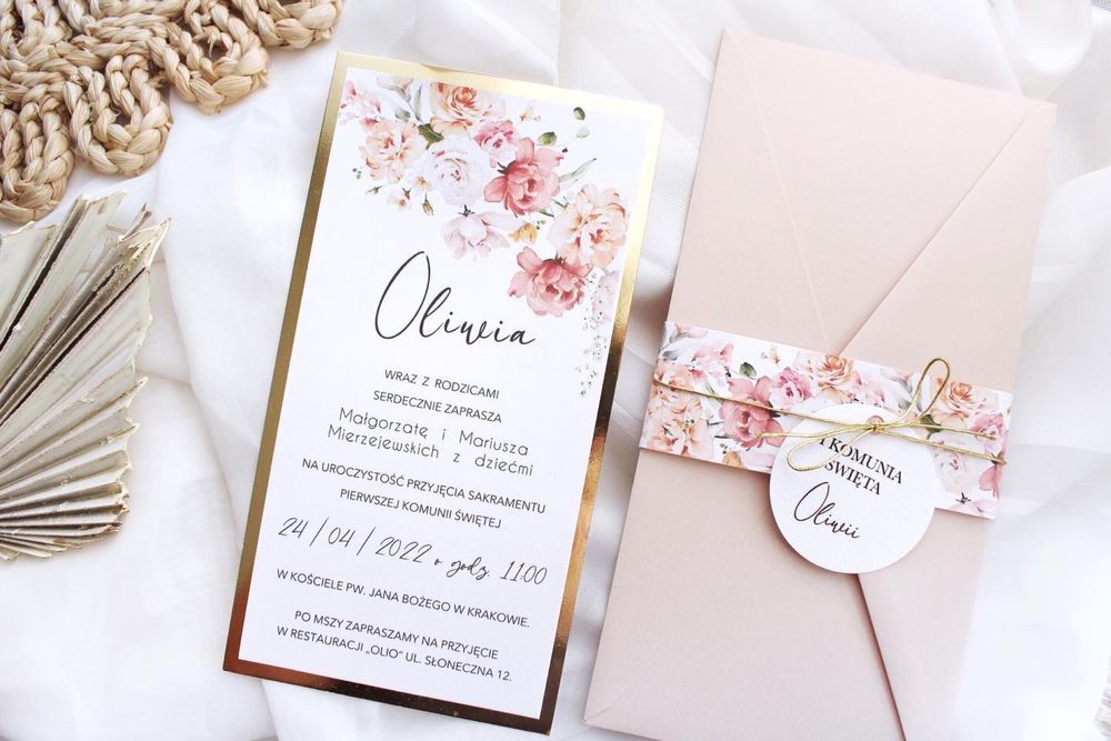 Zaproszenia na chrzest chrzciny komunię komunijne
