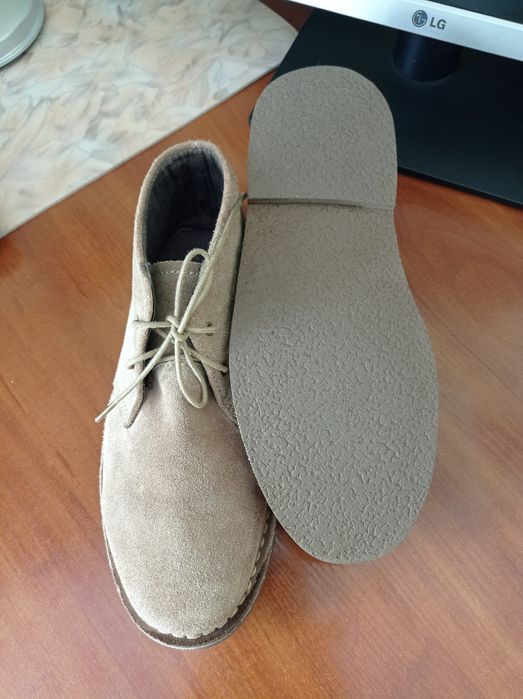 Мужские туфли натуральная замша світло-коричневе