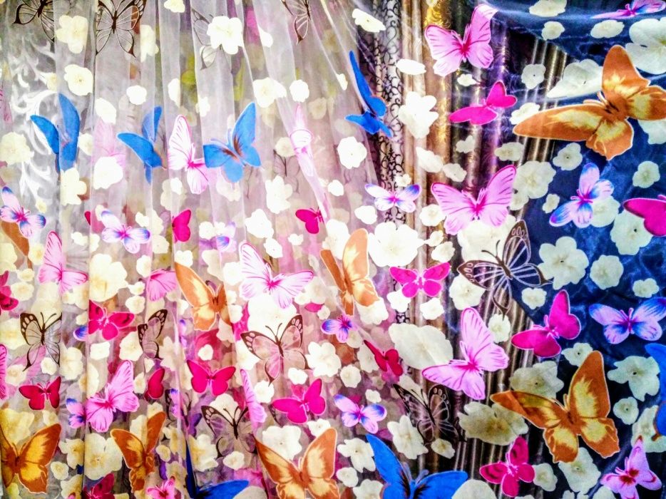 " Бабочки" и "Цветы" Тюль , Гардина , Занавес