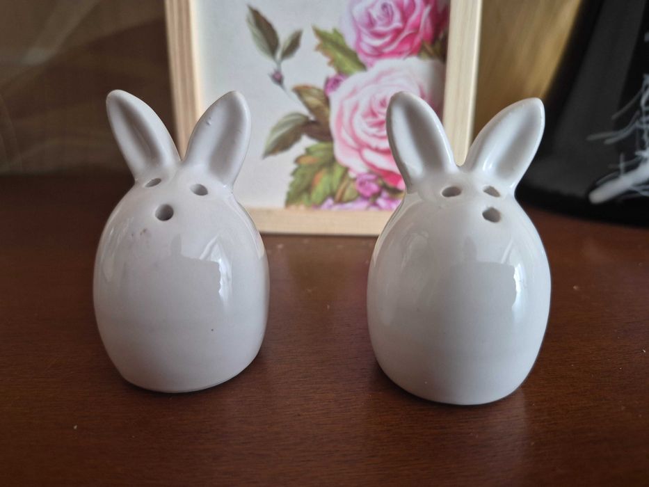 Ceramiczna solniczka i pieprzniczka zajączki
