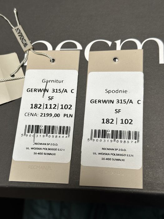 Garnitur ślubny smoking czarny recman wełna 100%