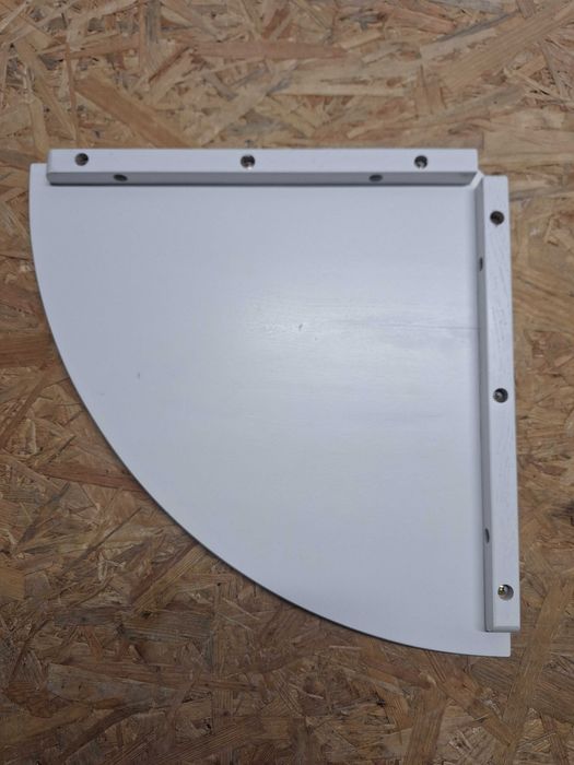 Półka narożna, półka wisząca, biała, lite drewno dębowe promień 35cm