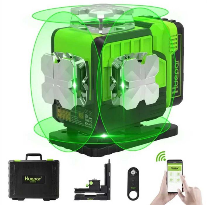 Лазерний рівень нівелір Huepar P04CG 4D 16 ліній Відкаліброванний