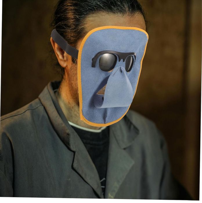 POPETPOP 2 zestawy Maska spawalnicza ze skóry bydlęcej + Okulary