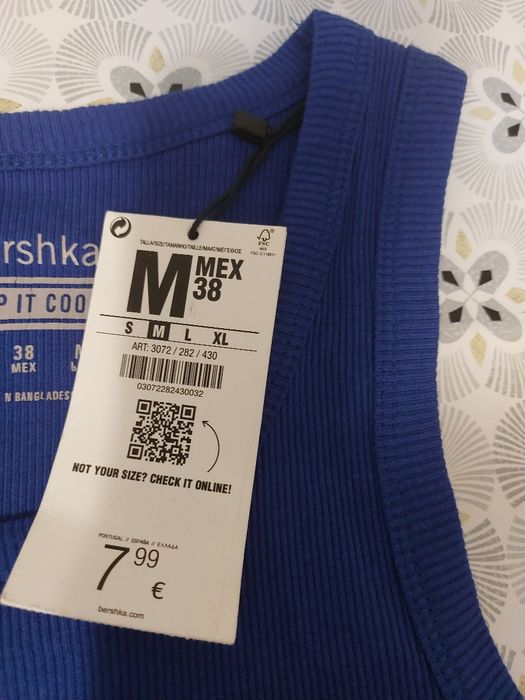 Nowa Koszulka na ramiączkach kobaltowa niebieska  Bershka M 38