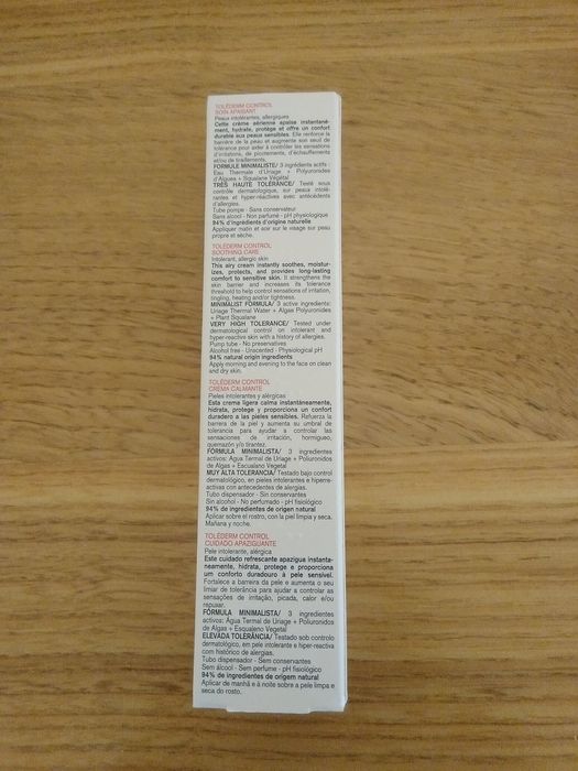 Uriage Toléderm Control Soothing Care 40 mL. Novo.