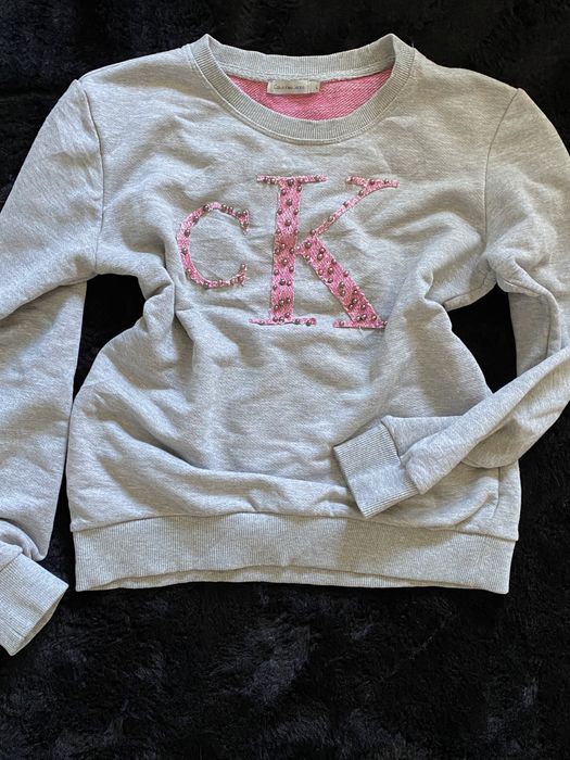 Bluza calvin klein jeans szaro-różowa