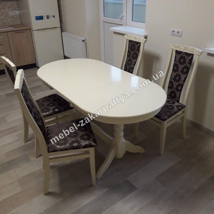 Обідній стіл стільці. Стіл розкладний овальний. Комплект стол стул