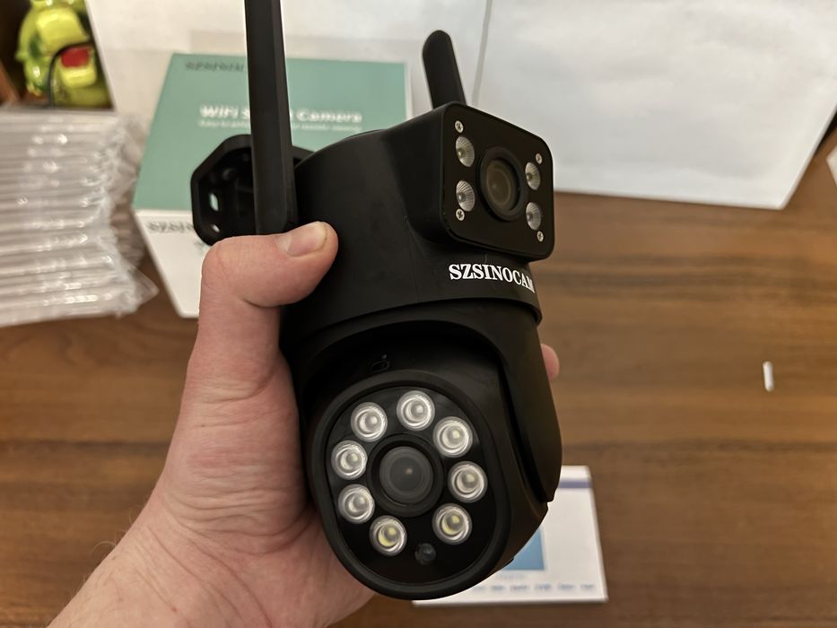 Уличная двойная IP66 12мп Wi-Fi камера видеонаблюдения full hd черная